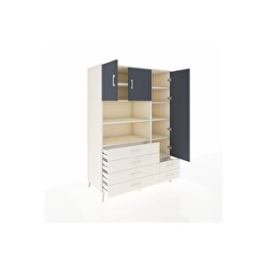 Kronos Dolap 9 Raflı 6 Çekmeceli 3 Kapaklı 132x59x195 Aytaşı-antrasit/aytaşı