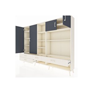 Arges Dolap 12 Raflı 4 Çekmeceli 4 Kapaklı 220x30x163 Aytaşı-antrasit/aytaşı