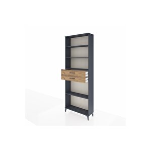 Arges Dolap 4 Raflı 2 Çekmeceli 88x30x243 Antrasit-çam