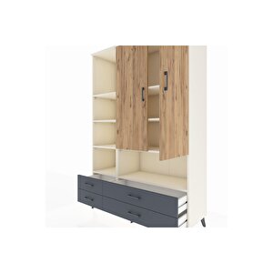 Hyperion Dolap 8 Raflı 4 Çekmeceli 2 Kapaklı 132x44x195 Aytaşı-çam/antrasit
