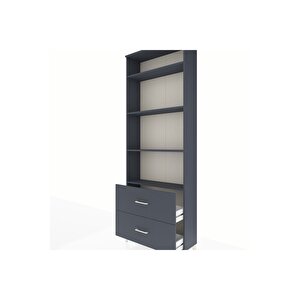 Arges Dolap 4 Raflı 2 Çekmeceli 88x30x243 Antrasit-antrasit
