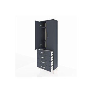 Arges Dolap 3 Raflı 4 Çekmeceli 2 Kapaklı 60x30x182 Antrasit-antrasit