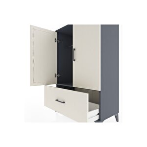 Hyperion Dolap Tek Raflı Tek Çekmeceli Tek Askılı 88x44x134 Antrasit-aytaşı