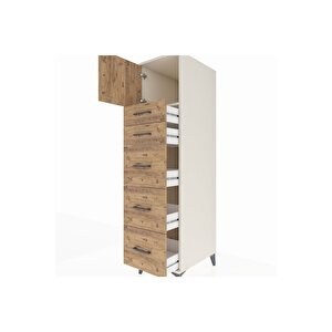 Kronos Dolap Tek Raflı 5 Çekmeceli Tek Kapaklı 44x59x182 Aytaşı-çam