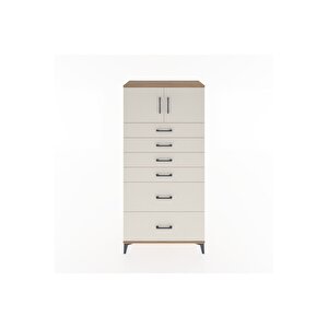 Hyperion Dolap Tek Raflı 6 Çekmeceli 2 Kapaklı 88x44x182 Çam-aytaşı