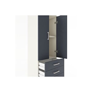 Hyperion Dolap 2 Raflı 4 Çekmeceli 2 Kapaklı 60x44x182 Aytaşı-antrasit