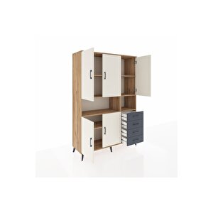 Hyperion Dolap 7 Raflı 4 Çekmeceli 5 Kapaklı 132x44x195 Çam-aytaşı/antrasit