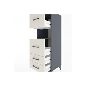 Hyperion Dolap Tek Raflı 4 Çekmeceli 44x44x134 Antrasit-aytaşı