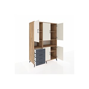 Kronos Dolap 7 Raflı 4 Çekmeceli 5 Kapaklı 132x59x195 Çam-aytaşı/antrasit