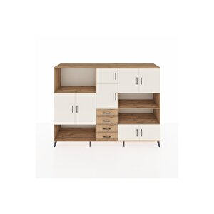 Hyperion Dolap 9 Raflı 4 Çekmeceli 8 Kapaklı 220x44x163 Çam-aytaşı/çam