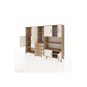 Hyperion Dolap 9 Raflı 4 Çekmeceli 8 Kapaklı 220x44x163 Çam-aytaşı/çam