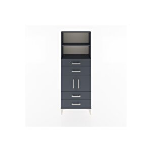 Arges Dolap 3 Raflı 4 Çekmeceli 2 Kapaklı 60x30x163 Antrasit-antrasit