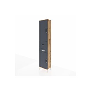 Arges Dolap 4 Raflı 2 Çekmeceli 2 Kapaklı 44x30x221 Çam-antrasit