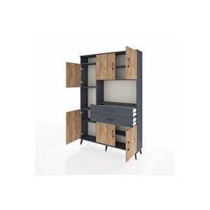 Arges Dolap 8 Raflı 2 Çekmeceli 6 Kapaklı 132x30x195 Antrasit-çam/antrasit