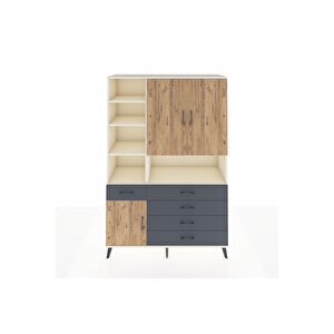 Hyperion Dolap 8 Raflı 5 Çekmeceli 3 Kapaklı 132x44x195 Aytaşı-çam/antrasit