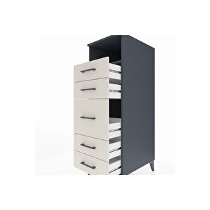 Kronos Dolap Tek Raflı 5 Çekmeceli 44x59x134 Antrasit-aytaşı