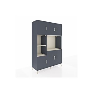 Hyperion Dolap 9 Raflı 6 Kapaklı 132x44x195 Antrasit-antrasit/aytaşı