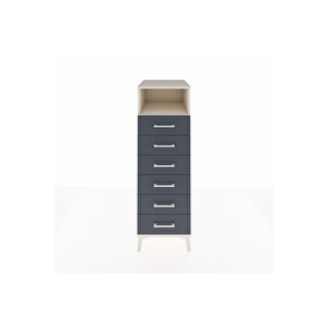 Kronos Dolap Tek Raflı 6 Çekmeceli 44x59x134 Aytaşı-antrasit