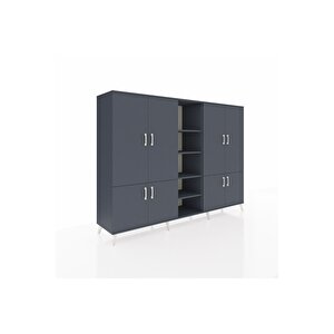 Hyperion Dolap 14 Raflı 8 Kapaklı 220x44x163 Antrasit-antrasit