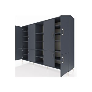 Hyperion Dolap 14 Raflı 8 Kapaklı 220x44x163 Antrasit-antrasit