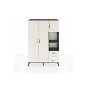 Arges Gardrop 5 Raflı 3 Çekmeceli Tek Askılı 132x30x195 Antrasit-aytaşı