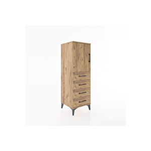 Hyperion Dolap 2 Raflı 4 Çekmeceli Tek Kapaklı 44x44x134 Çam-çam