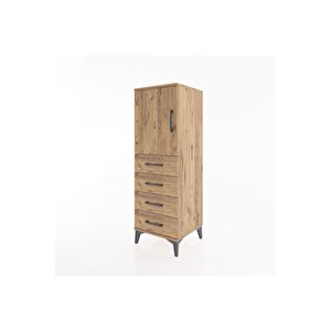 Hyperion Dolap 2 Raflı 4 Çekmeceli Tek Kapaklı 44x44x134 Çam-çam