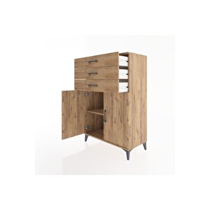 Hyperion Dolap Tek Raflı 3 Çekmeceli 2 Kapaklı 88x44x134 Çam-çam
