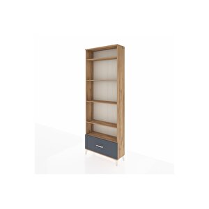 Arges Dolap 5 Raflı Tek Çekmeceli 88x30x243 Çam-antrasit