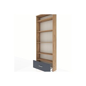 Arges Dolap 5 Raflı Tek Çekmeceli 88x30x243 Çam-antrasit