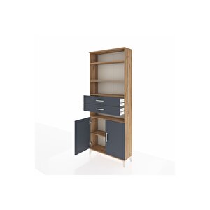 Arges Dolap 5 Raflı 2 Çekmeceli 2 Kapaklı 88x30x221 Çam-antrasit