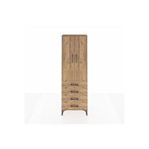 Arges Dolap Tek Raflı 4 Çekmeceli Tek Askılı 60x30x182 Çam-çam