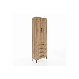 Arges Dolap Tek Raflı 4 Çekmeceli Tek Askılı 60x30x182 Çam-çam