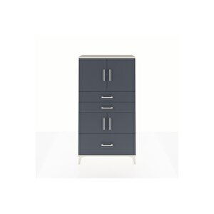 Arges Dolap 3 Raflı 3 Çekmeceli 4 Kapaklı 88x30x163 Aytaşı-antrasit