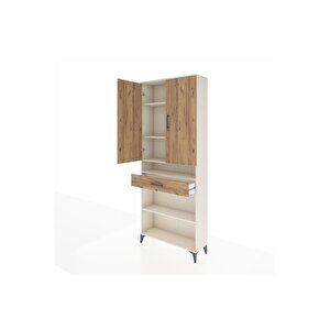 Arges Dolap 5 Raflı Tek Çekmeceli 2 Kapaklı 88x30x221 Aytaşı-çam