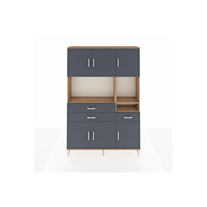 Arges Gardrop 9 Raflı 3 Çekmeceli 6 Kapaklı 132x30x195 Çam-antrasit