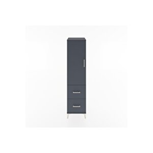 Hyperion Dolap 3 Raflı 2 Çekmeceli Tek Kapaklı 44x44x182 Antrasit-antrasit