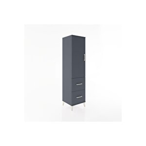 Hyperion Dolap 3 Raflı 2 Çekmeceli Tek Kapaklı 44x44x182 Antrasit-antrasit