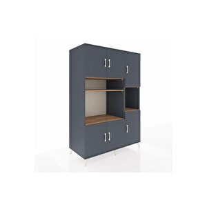 Kronos Dolap 9 Raflı 6 Kapaklı 132x59x195 Antrasit-antrasit/çam