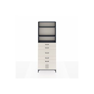 Arges Dolap 3 Raflı 5 Çekmeceli 2 Kapaklı 88x30x243 Antrasit-aytaşı