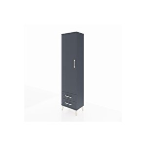 Arges Dolap Tek Raflı 2 Çekmeceli Tek Askılı 44x30x182 Antrasit-antrasit