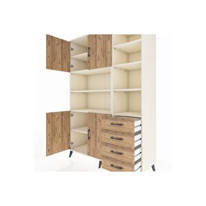 Hyperion Gardrop 9 Raflı 4 Çekmeceli 4 Kapaklı 132x44x195 Aytaşı-çam