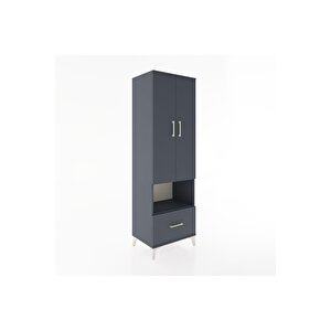 Hyperion Dolap 5 Raflı Tek Çekmeceli 2 Kapaklı 60x44x195 Antrasit-antrasit