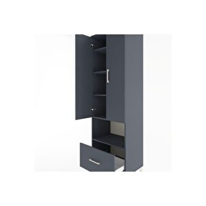 Hyperion Dolap 5 Raflı Tek Çekmeceli 2 Kapaklı 60x44x195 Antrasit-antrasit
