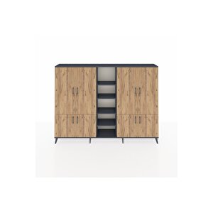 Arges Dolap 14 Raflı 8 Kapaklı 220x30x163 Antrasit-çam/antrasit