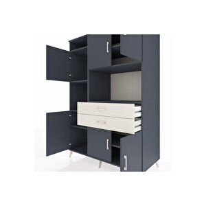 Kronos Dolap 8 Raflı 2 Çekmeceli 6 Kapaklı 132x59x195 Antrasit-antrasit/aytaşı