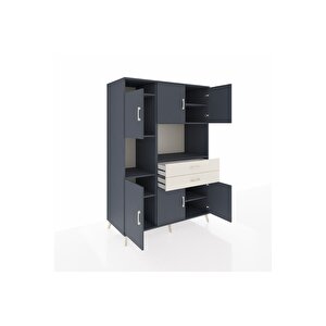 Kronos Dolap 8 Raflı 2 Çekmeceli 6 Kapaklı 132x59x195 Antrasit-antrasit/aytaşı