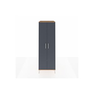 Kronos Dolap 4 Raflı 2 Kapaklı 60x59x182 Çam-antrasit