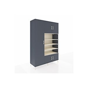 Hyperion Dolap 10 Raflı 5 Kapaklı 132x44x195 Antrasit-antrasit/aytaşı