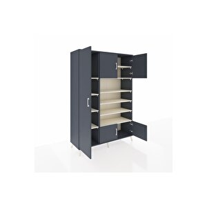 Hyperion Dolap 10 Raflı 5 Kapaklı 132x44x195 Antrasit-antrasit/aytaşı